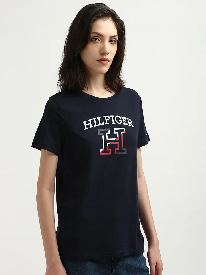 TOMMY HILFIGER- Women Typography Printed Applique T-Shirt