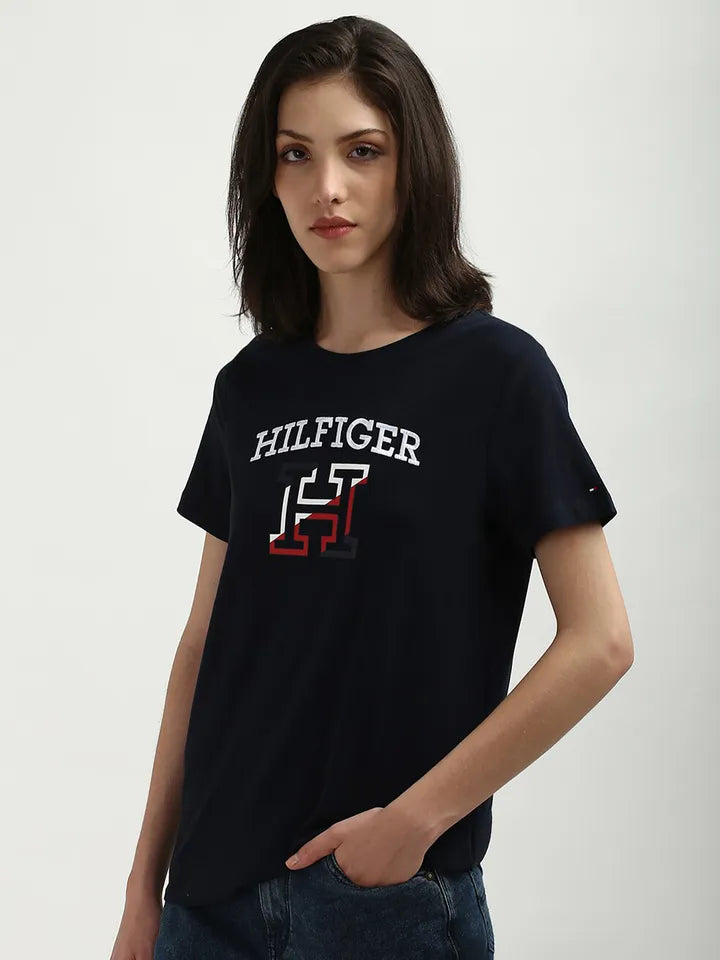 TOMMY HILFIGER- Women Typography Printed Applique T-Shirt