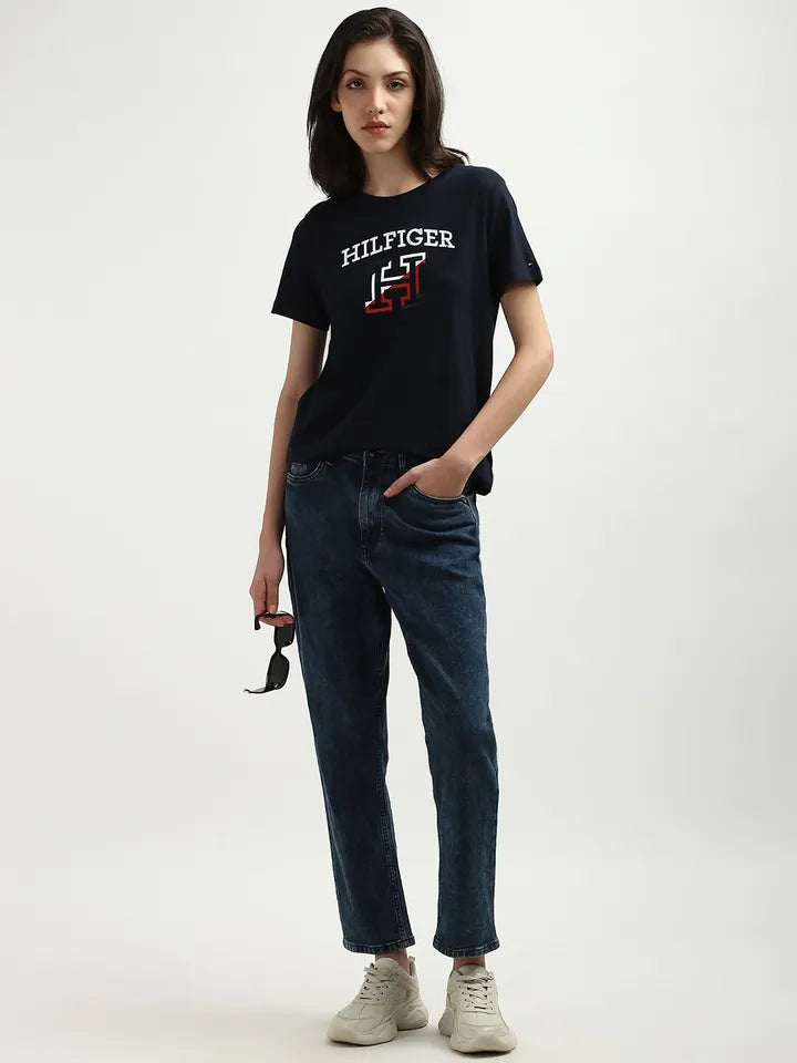 TOMMY HILFIGER- Women Typography Printed Applique T-Shirt