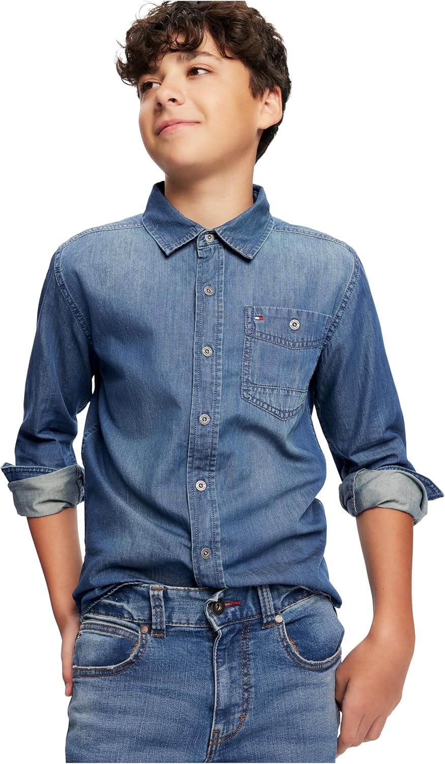 Tommy Hilfiger Big Boys Max Denim Button-Front Shirt