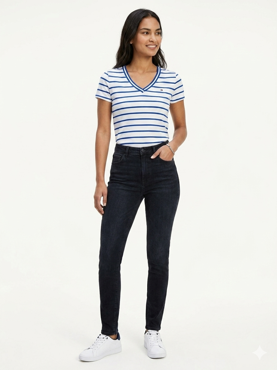 TOMMY HILFIGER V-Neck T-Shirt with Short Sleeves