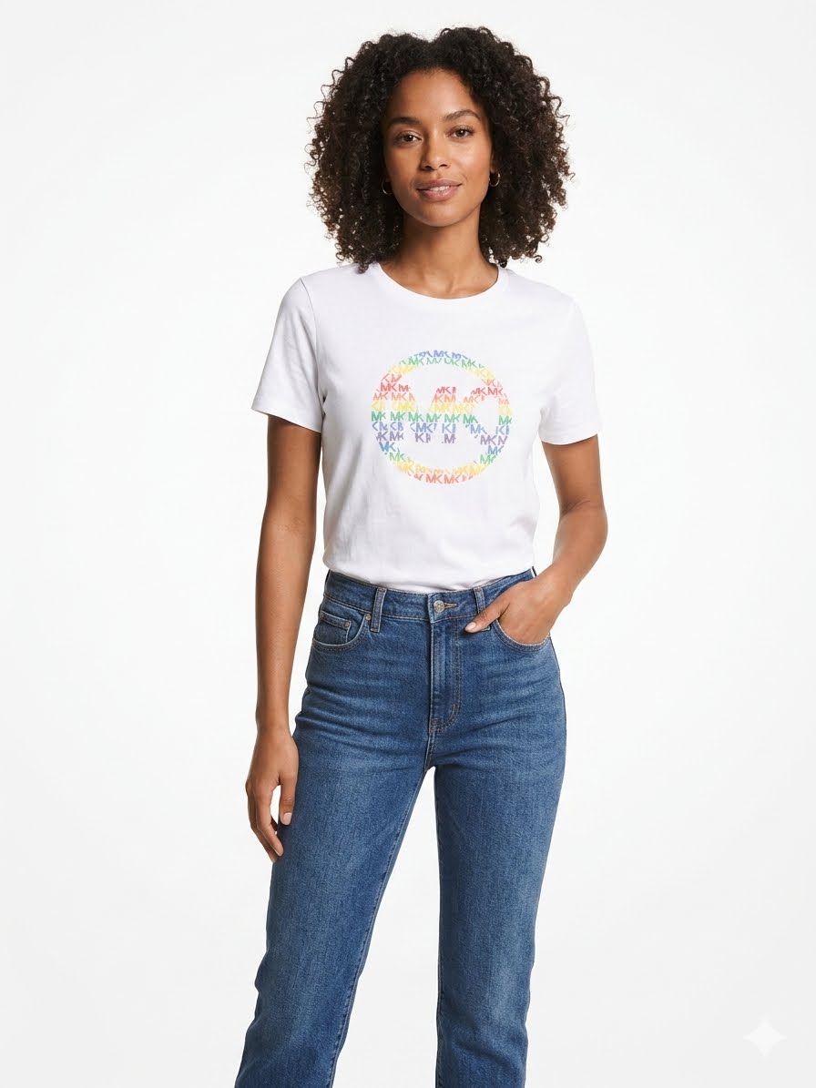 MICHAEl KORS-Camiseta de manga corta con logo MK y estampado arcoíris para mujer de Michael Kors
