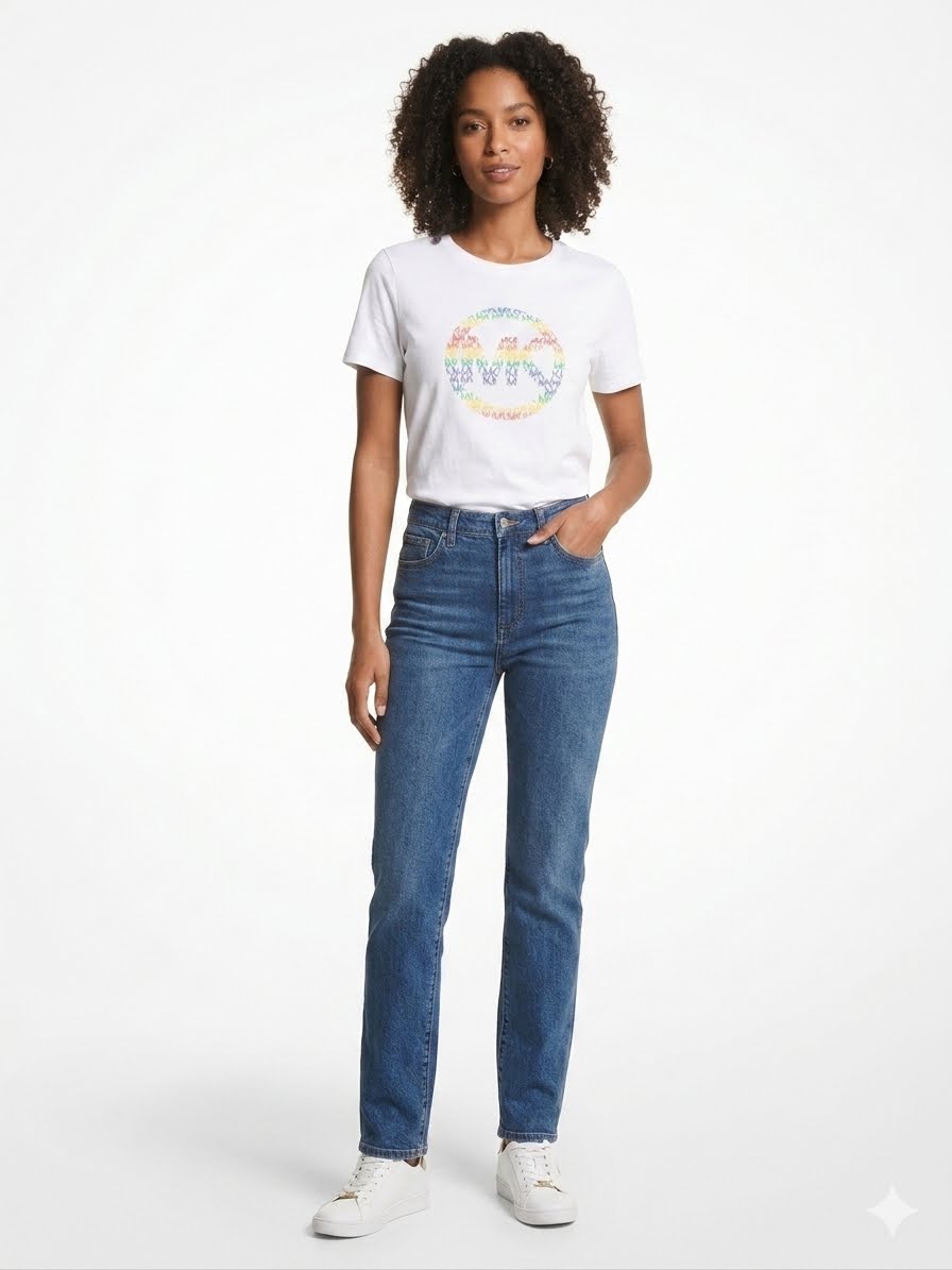 MICHAEl KORS-Camiseta de manga corta con logo MK y estampado arcoíris para mujer de Michael Kors