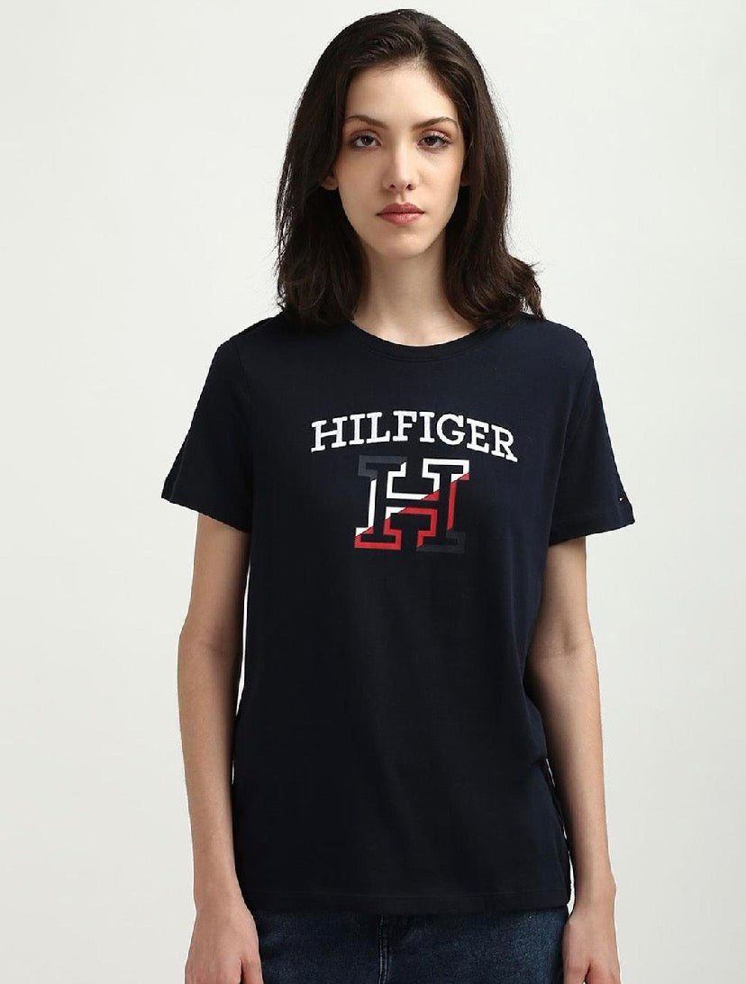 TOMMY HILFIGER- Women Typography Printed Applique T-Shirt