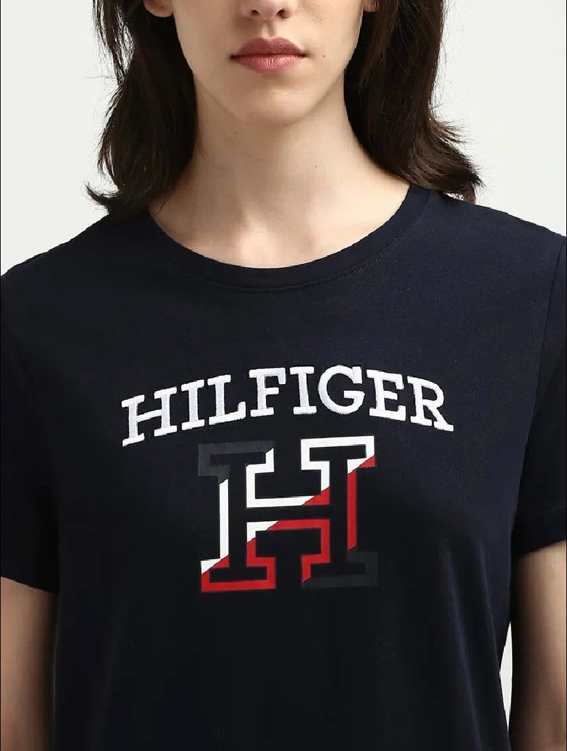TOMMY HILFIGER- Women Typography Printed Applique T-Shirt