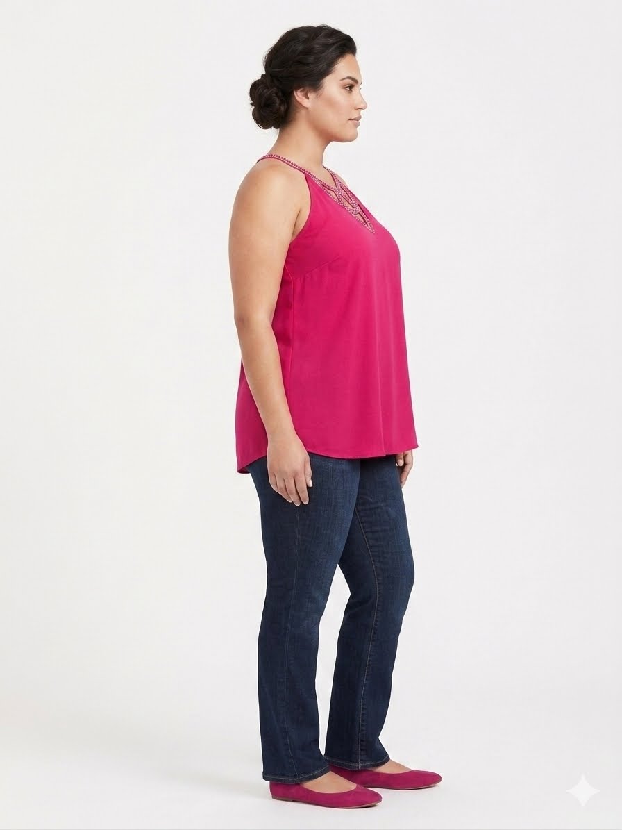 A LOVE STORY-Halter collar blouse in fuchsia or vibrant pink