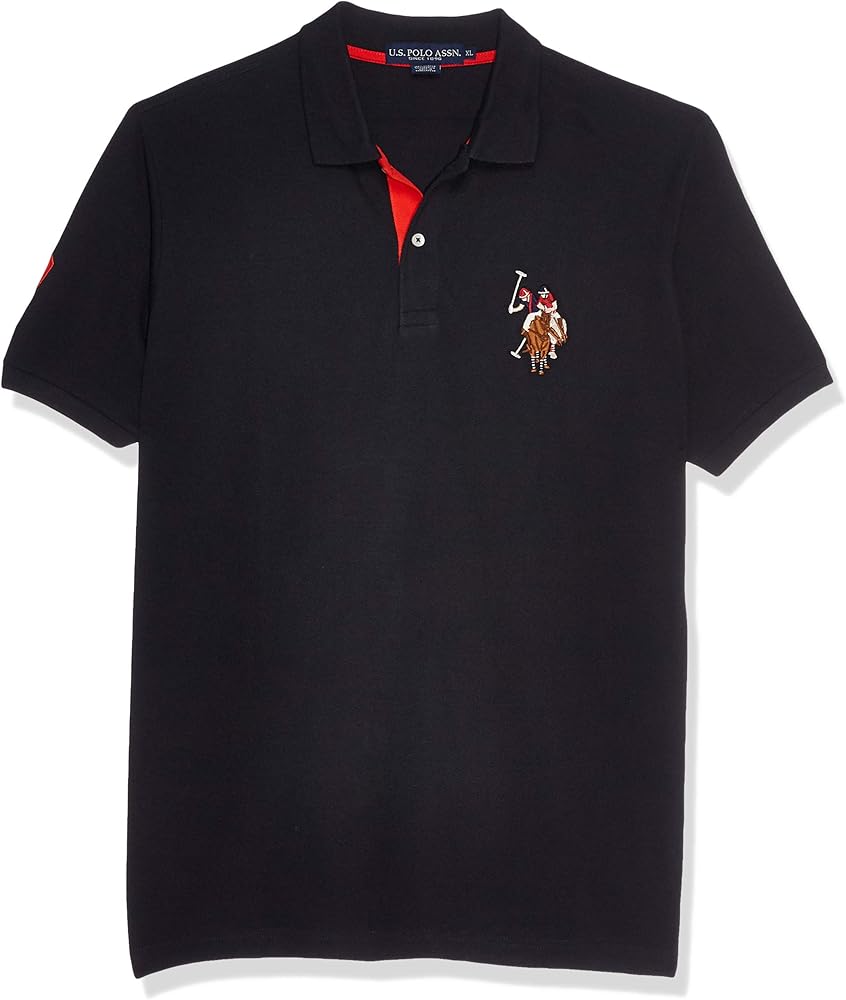 U.S. Polo Assn. Men's Multi Color Logo Solid Pique Polo Shirt