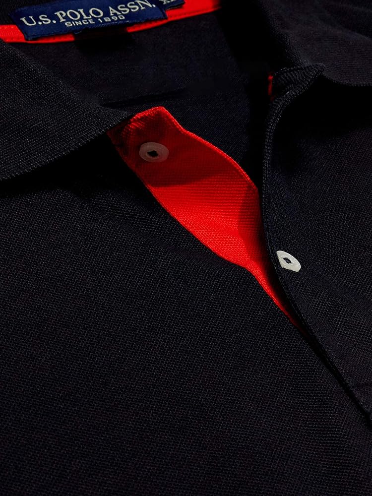 U.S. Polo Assn. Men's Multi Color Logo Solid Pique Polo Shirt