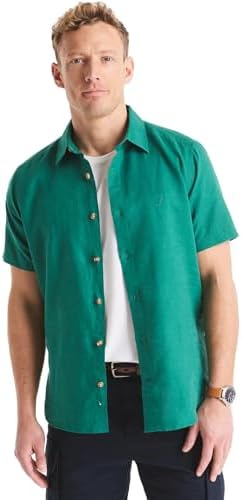 Nautica mens Nautica Sustainably Crafted Linen Short-sleeve Shirt Nautica Sustainably Crafted Linen Short-Sleeve Shirt