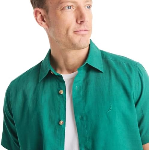 Nautica mens Nautica Sustainably Crafted Linen Short-sleeve Shirt Nautica Sustainably Crafted Linen Short-Sleeve Shirt