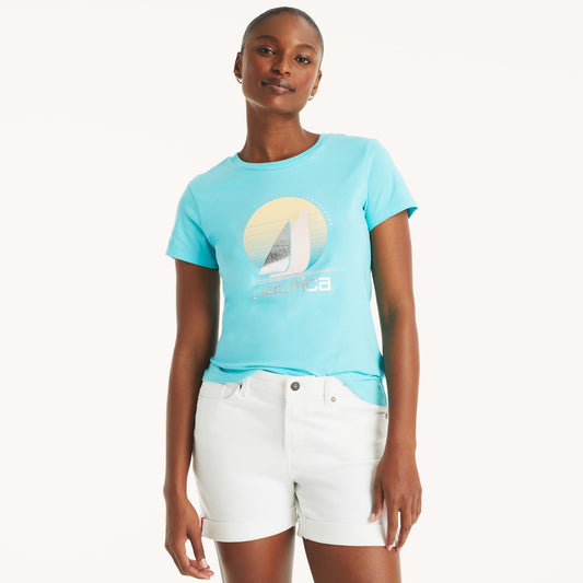 Náutica sunset sailing foil graphic t-shirt Women’s