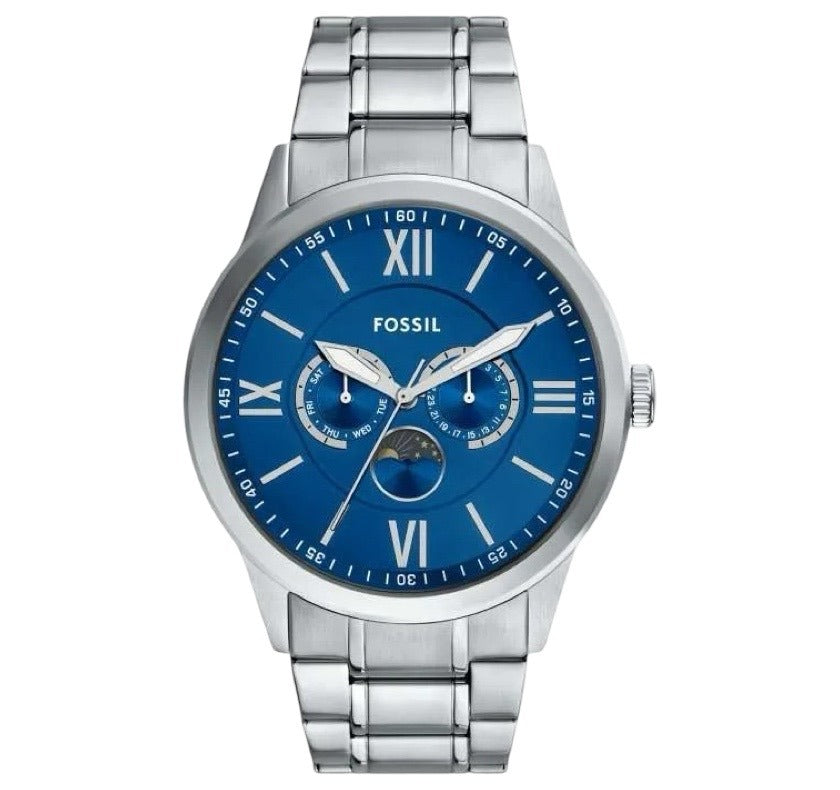 Fossil-Reloj Fossil Flynn Moonphase de hombre pulsera de metal 48 mm
