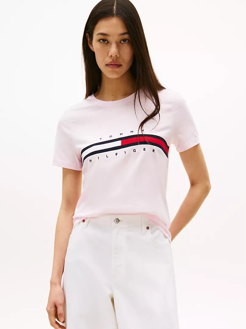 Tommy Hilfiger Embroidered Flag Stripe Logo T-Shirt