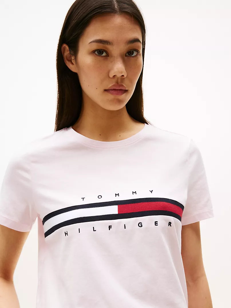 Tommy Hilfiger Embroidered Flag Stripe Logo T-Shirt