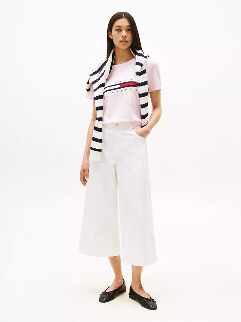 Tommy Hilfiger Embroidered Flag Stripe Logo T-Shirt