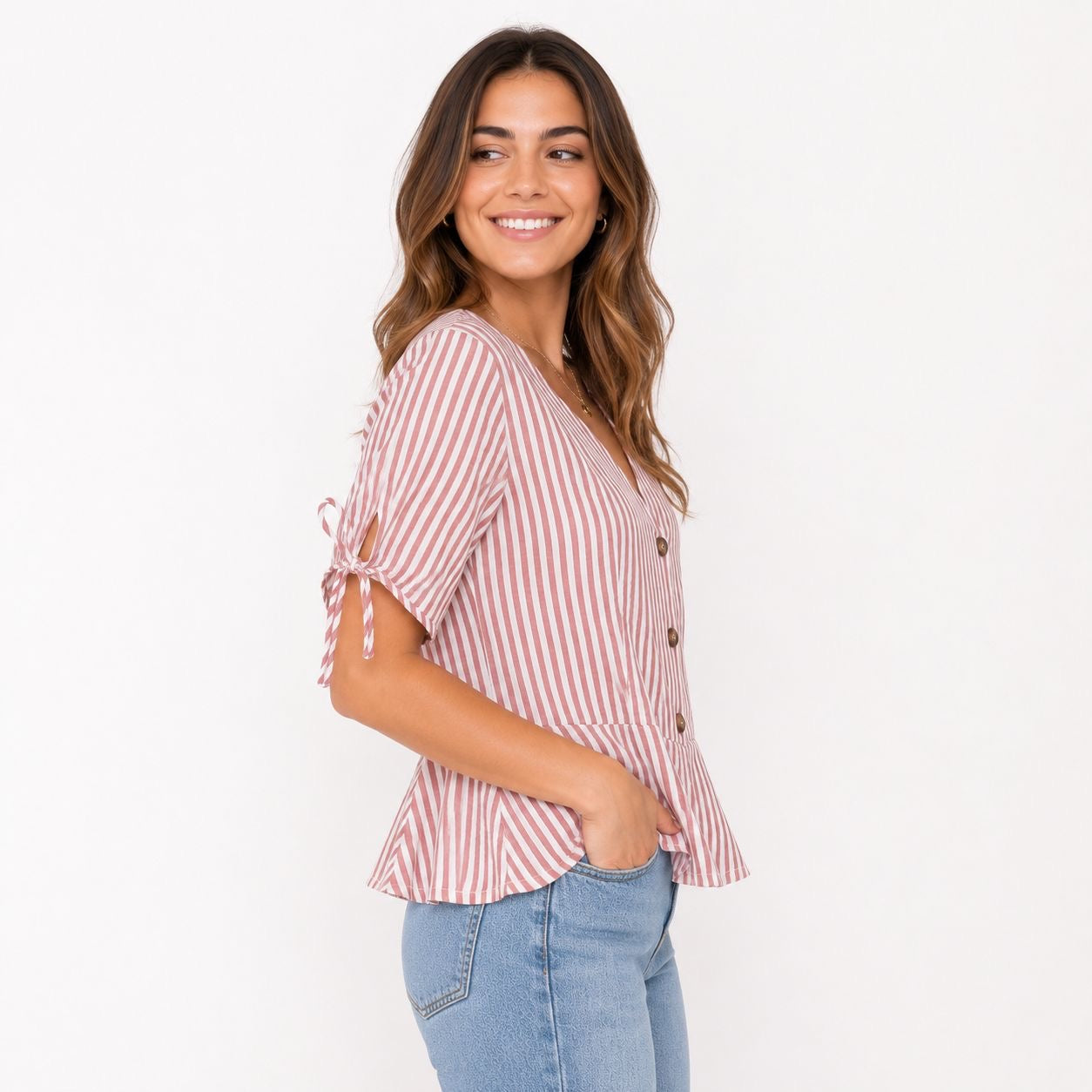 Peach Rails Women's Pink and White Blouse