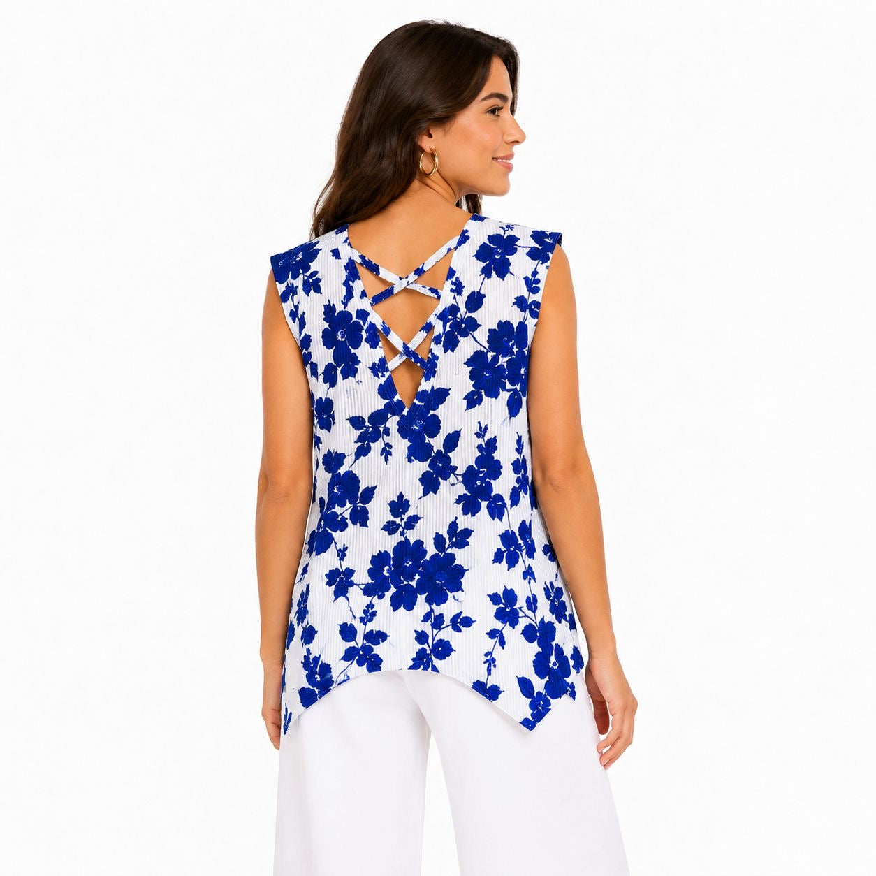 Bold Elements blouse has a blue floral print