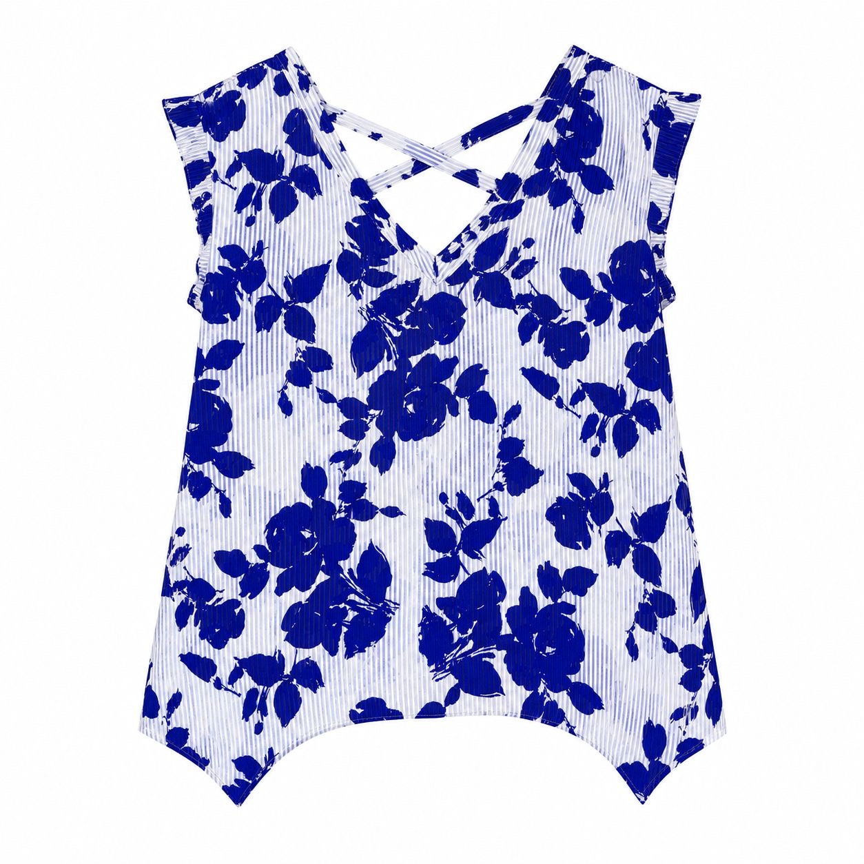 Bold Elements blouse has a blue floral print