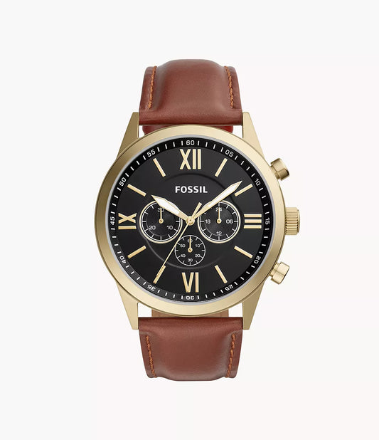 Fossil Brown leather Flynn watch with chronograph