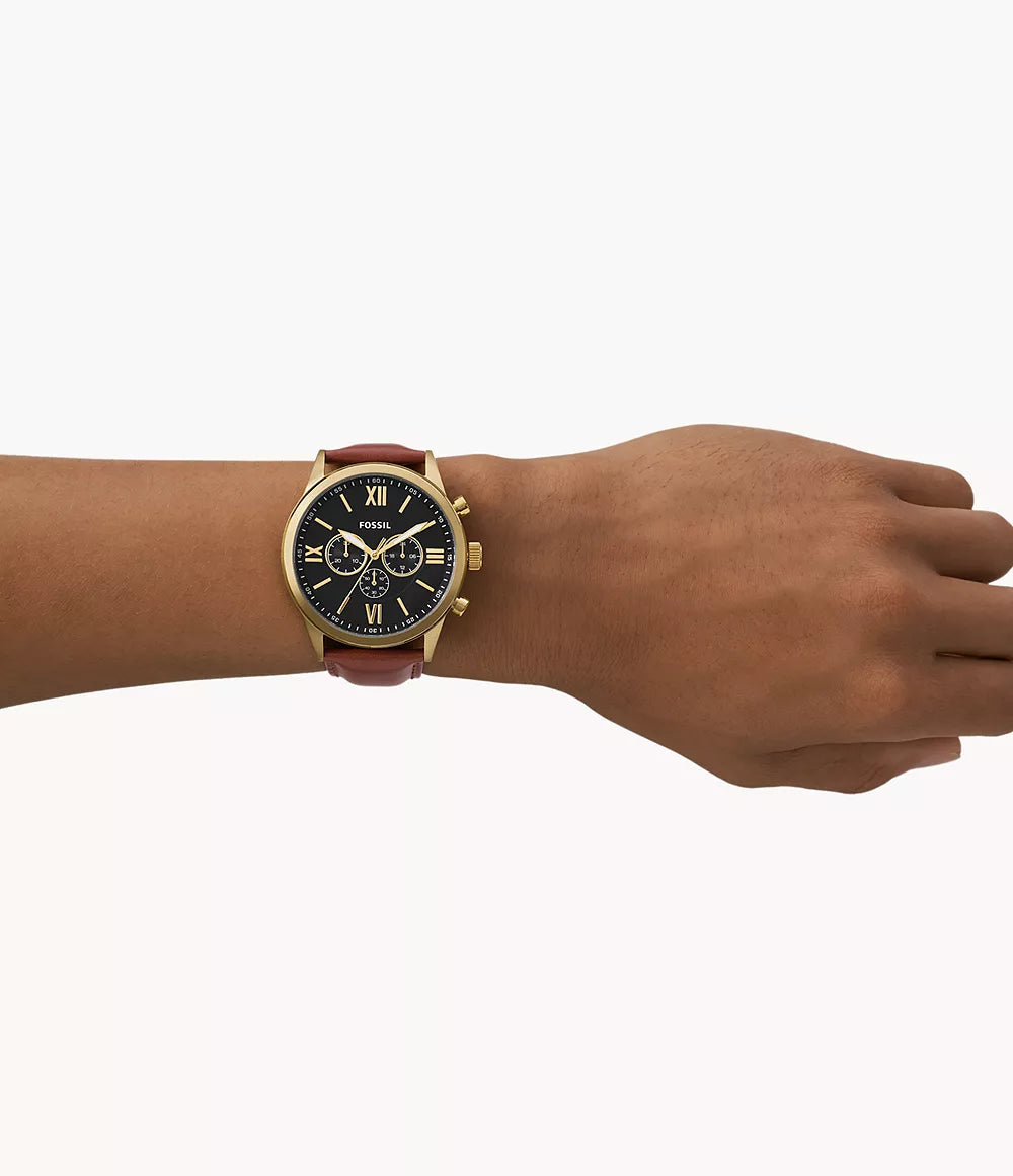 Fossil Brown leather Flynn watch with chronograph