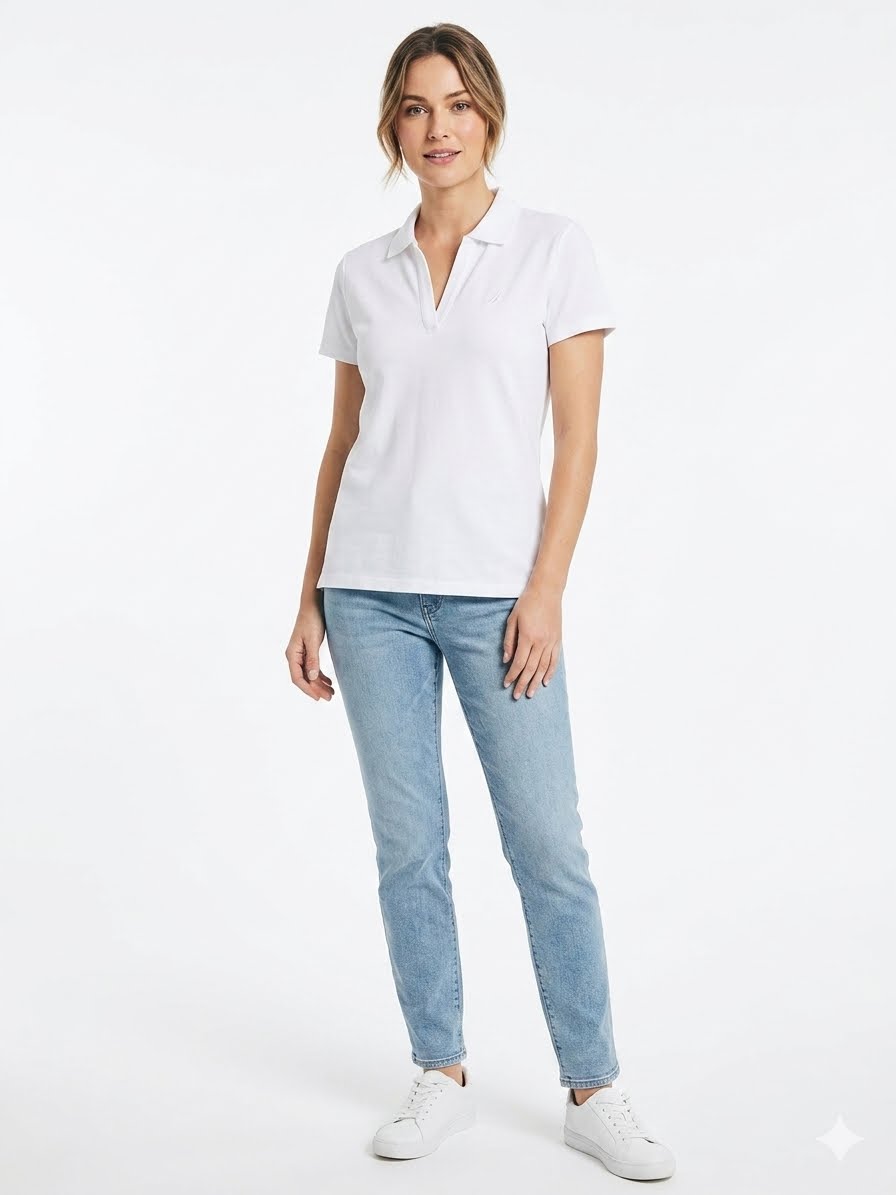 Nautica-White polo blouse for women