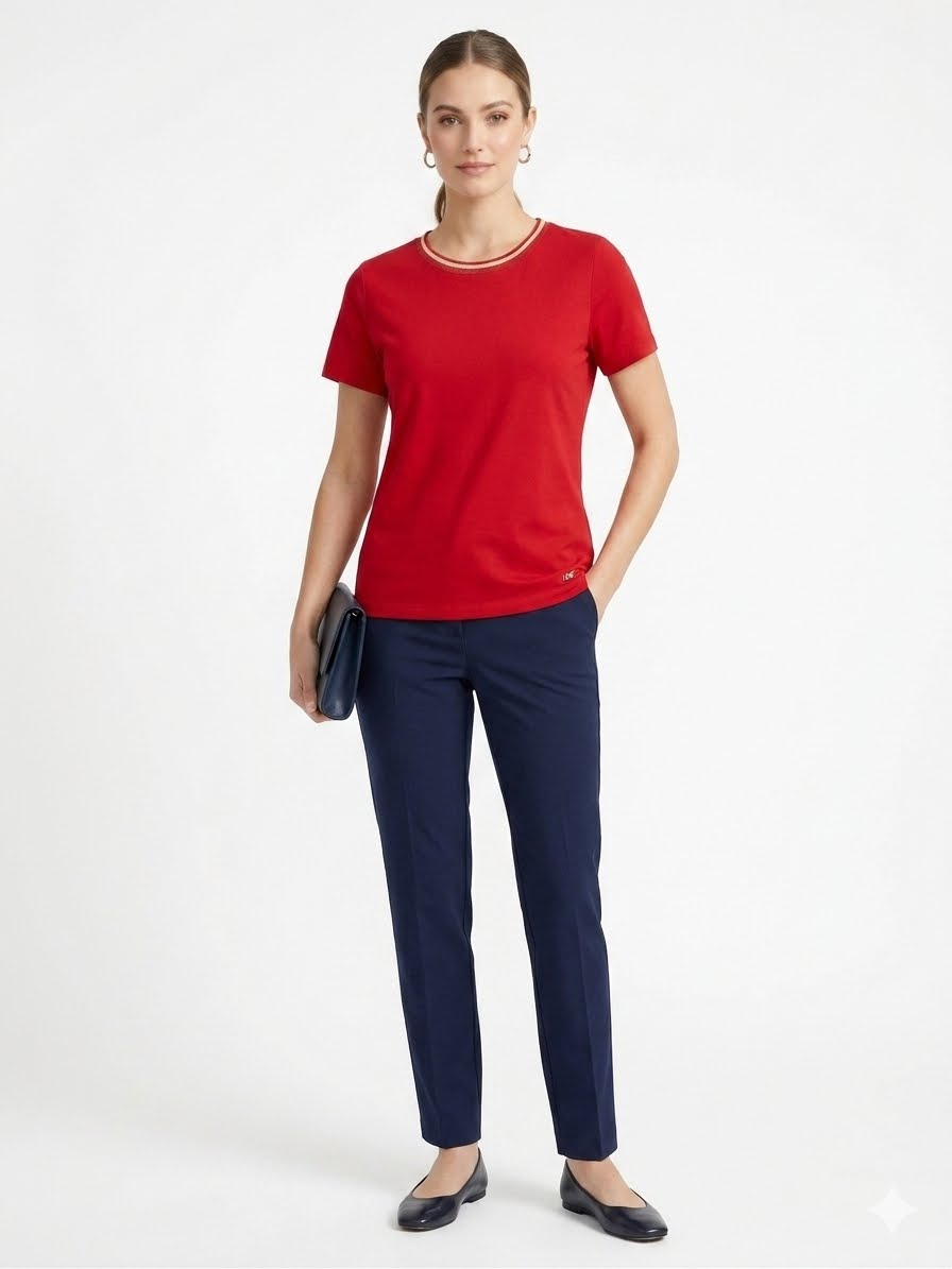 ANNE KLEIN-Short-sleeved T-shirt or blouse in intense red