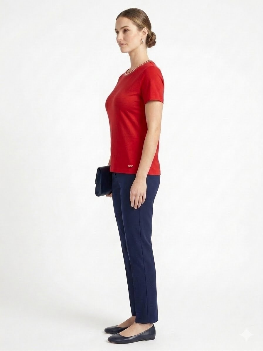 ANNE KLEIN-Short-sleeved T-shirt or blouse in intense red