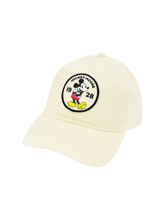 Disney Mickey Mouse Gorra de Béisbol Unisex con Parche de Sarga Deshilachada, Crema,  Cap