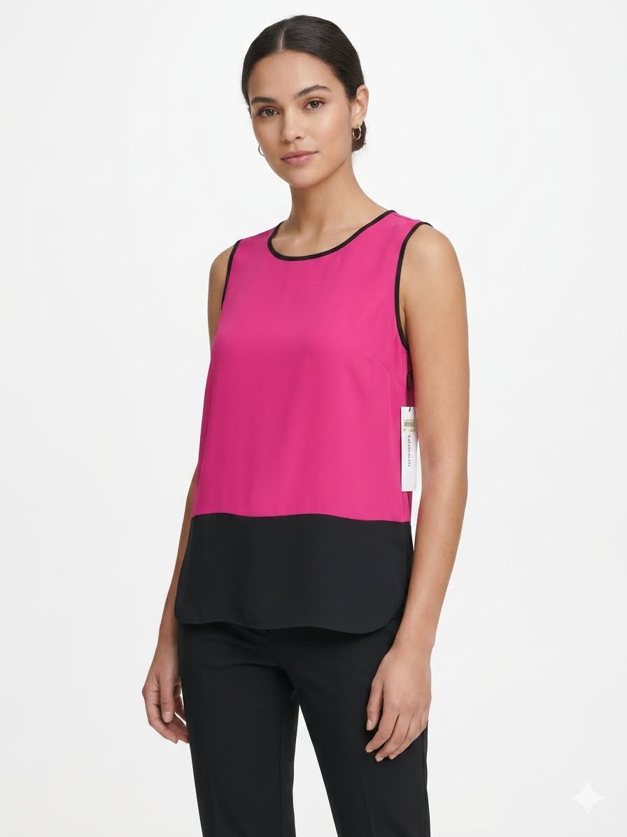 Calvin Klein -Sleeveless blouse with Color Block design from the Calvin Klein brand.