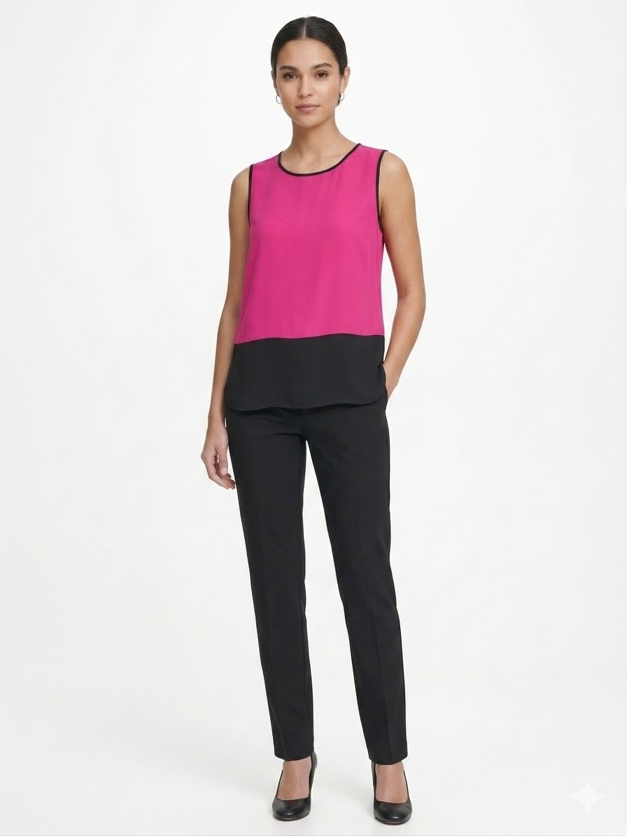 Calvin Klein -Sleeveless blouse with Color Block design from the Calvin Klein brand.