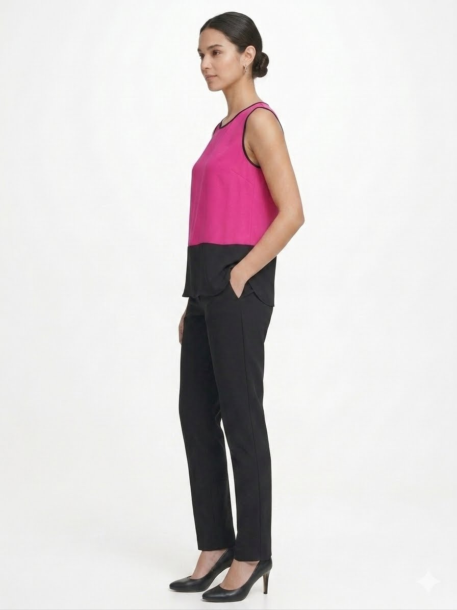 Calvin Klein -Sleeveless blouse with Color Block design from the Calvin Klein brand.