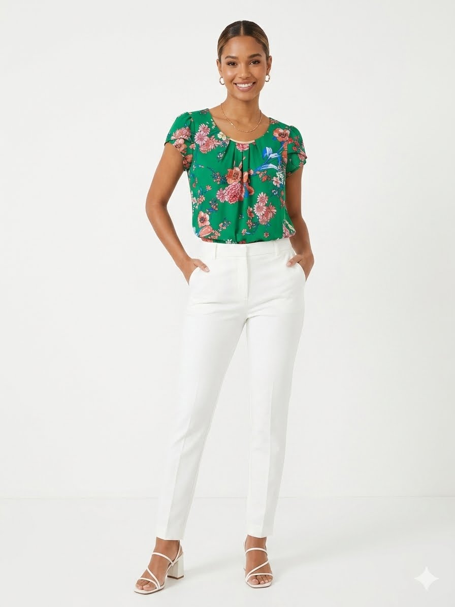 A.U.W-Green blouse with floral print from the brand A.U.W. (Secret Charm),