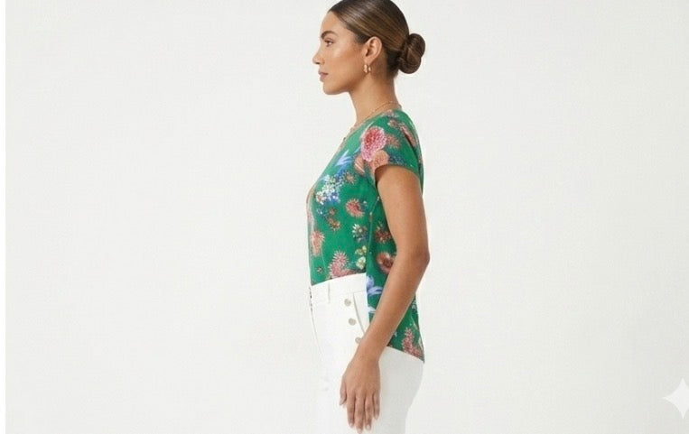 A.U.W-Green blouse with floral print from the brand A.U.W. (Secret Charm),