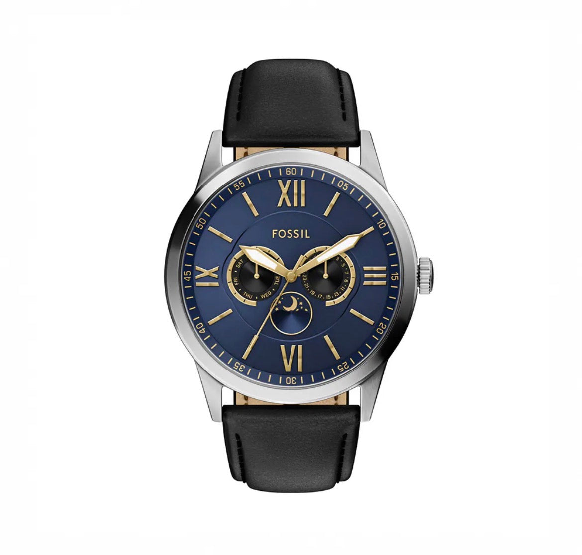 Fossil Flynn Classic Ass Roman Digital Watch Black Leather Strap
