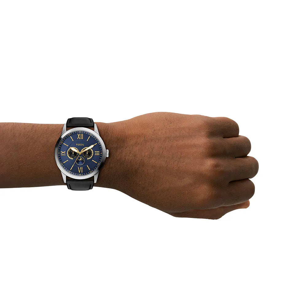 Fossil Flynn Classic Ass Roman Digital Watch Black Leather Strap