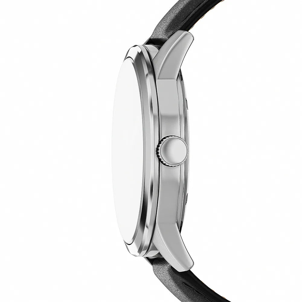 Fossil Flynn Classic Ass Roman Digital Watch Black Leather Strap
