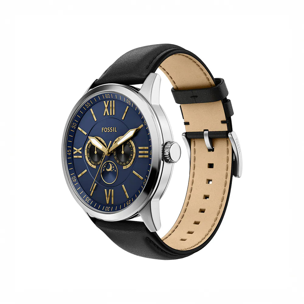 Fossil Flynn Classic Ass Roman Digital Watch Black Leather Strap