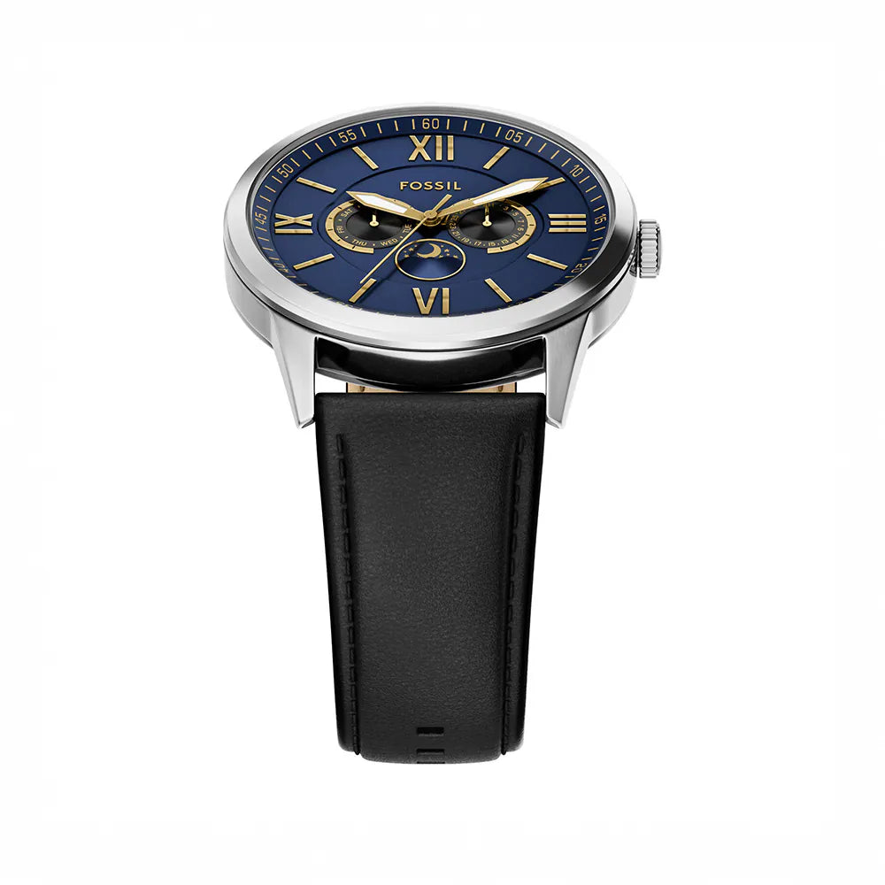 Fossil Flynn Classic Ass Roman Digital Watch Black Leather Strap