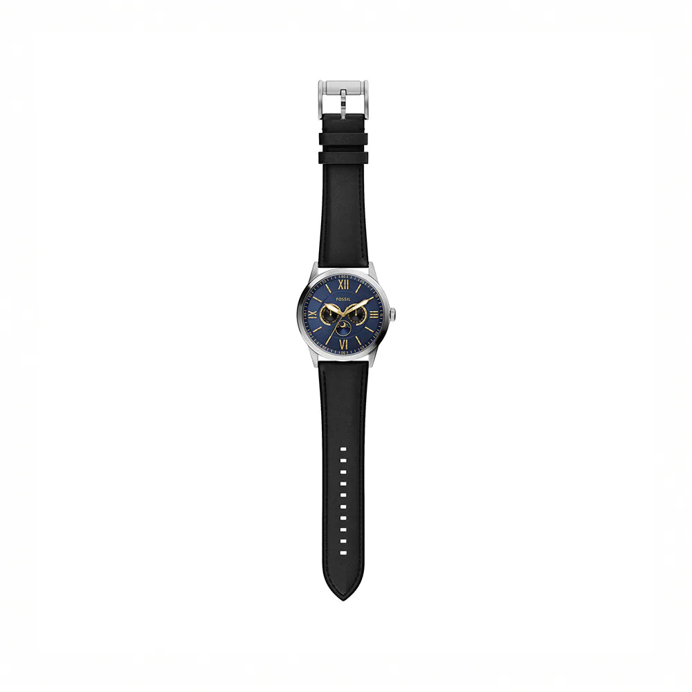 Fossil Flynn Classic Ass Roman Digital Watch Black Leather Strap