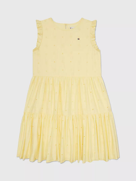 Tommy Hilfiger-Vestido infantil sin mangas con bordados y capas