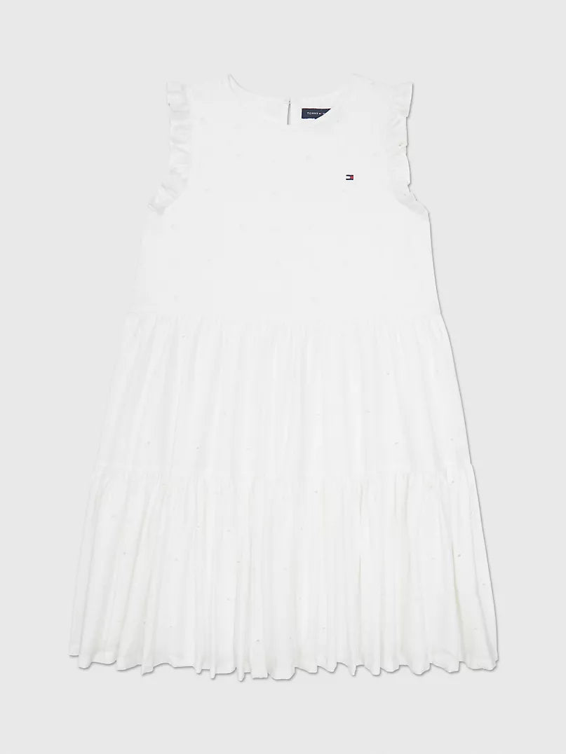 Tommy Hilfiger-Vestido infantil sin mangas con bordados y capas