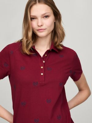 Tommy Hilfiger-Vestido tipo polo con logotipo bordado por todas partes