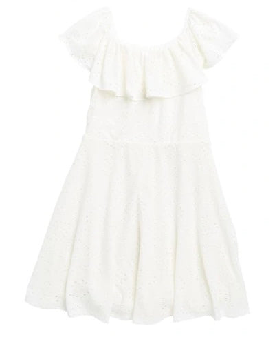 BTWEEN- Vestido con cuello con volantes para niña en blanco