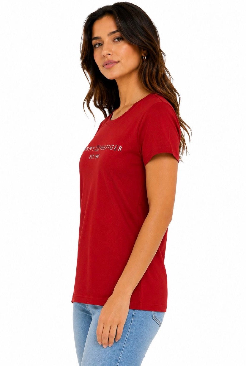 Tommy Hilfiger women's t-shirt in vibrant red,