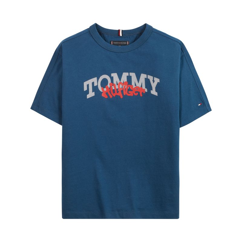 Tommy Hilfiger-Camiseta Con Logo Estilo Grafiti Niño Azul Tommy Hilfiger