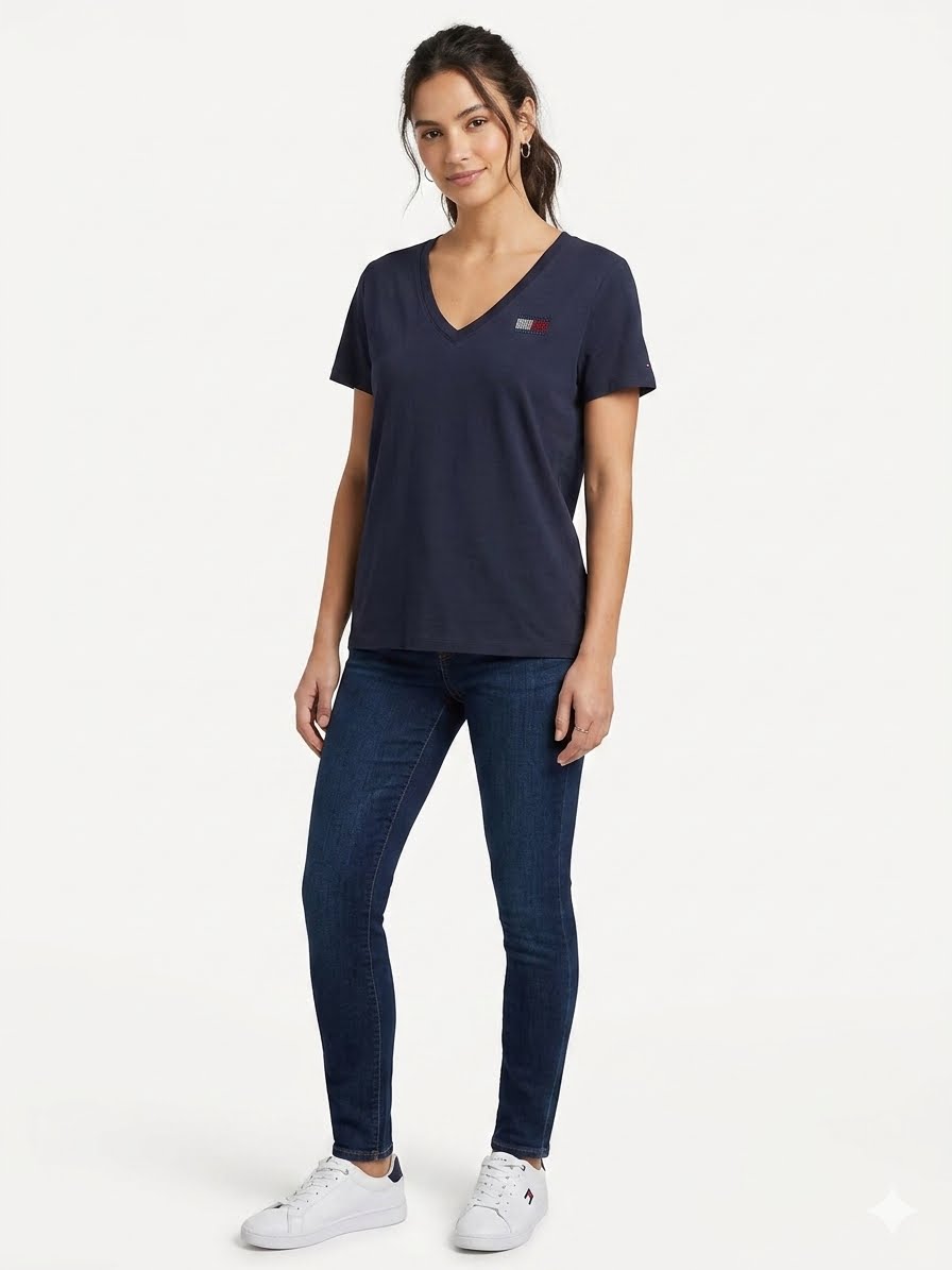 Tommy Hilfiger-Classic V-neck t-shirt for women from the Tommy Hilfiger brand