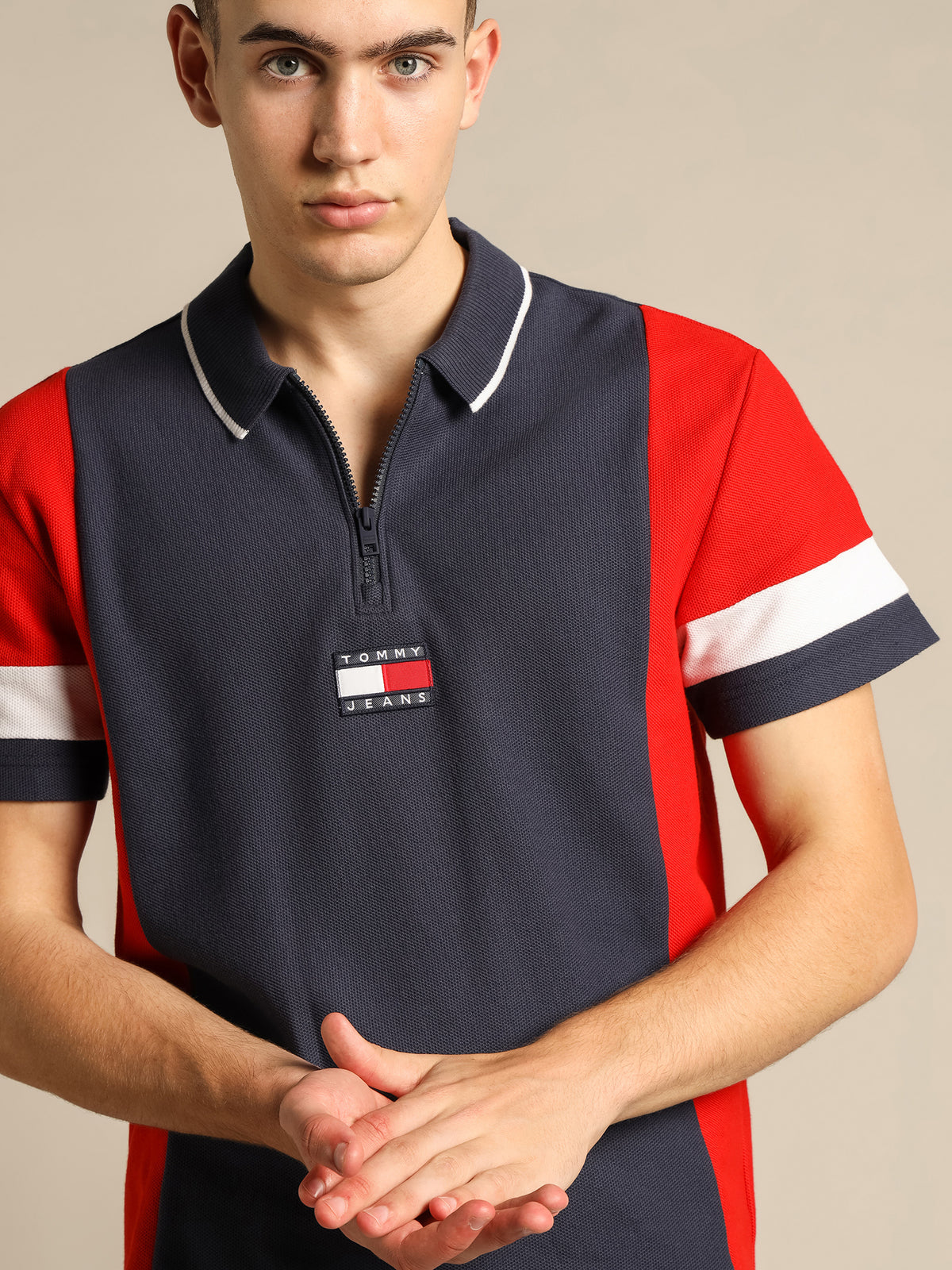 Tommy Hilfiger Relaxed Zip Colorblock Polo Shirt