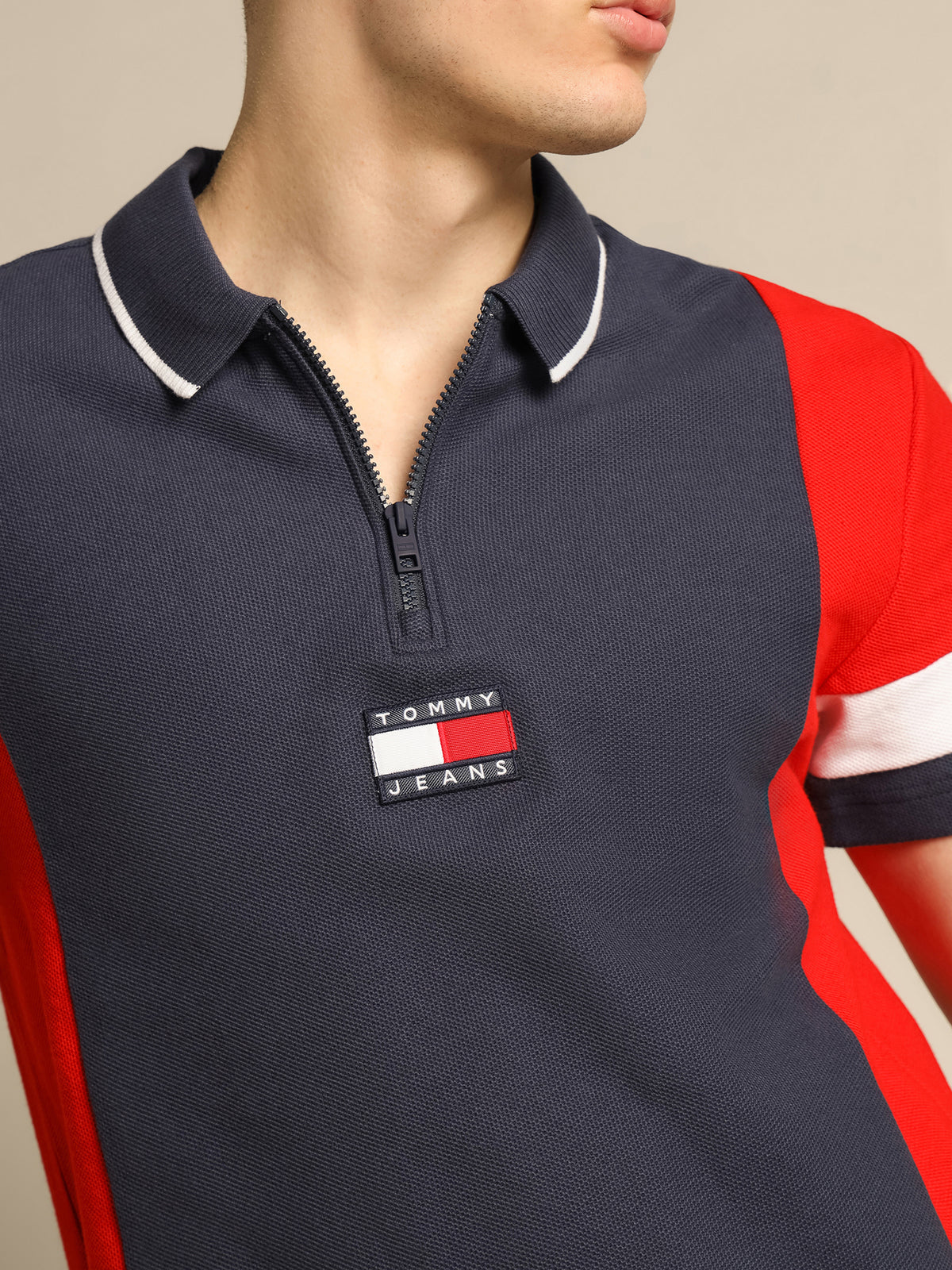 Tommy Hilfiger Relaxed Zip Colorblock Polo Shirt