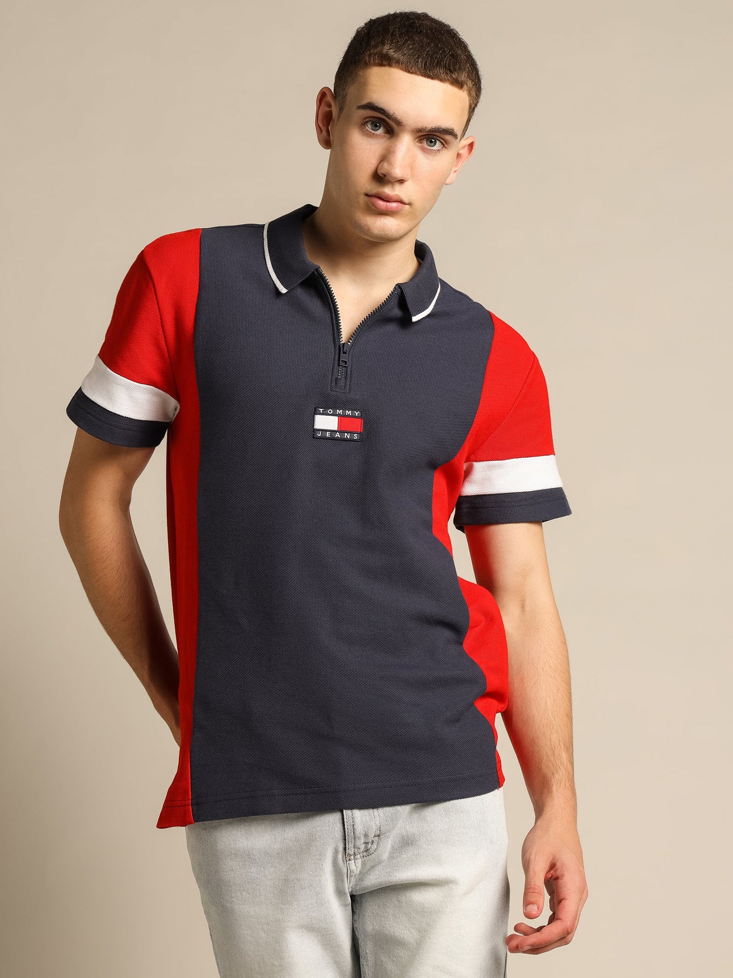 Tommy Hilfiger Relaxed Zip Colorblock Polo Shirt