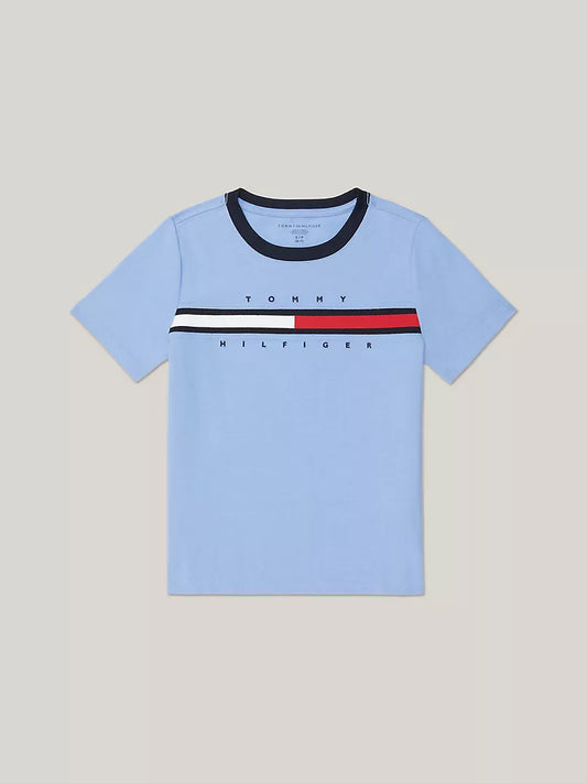 Tommy Hilfiger-Camiseta infantil con logotipo de rayas y bandera